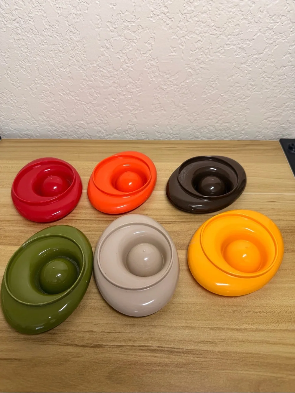 Vintage Retro Copenhagen Egg Cups Set of 6 Oval Melamine Excellent Condition